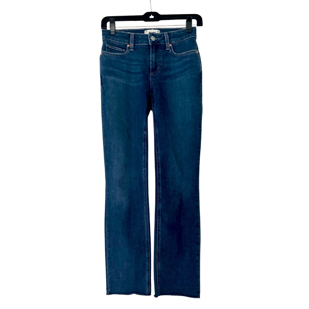 PAIGE Amber Straight Leg Denim with a Raw Hem in Mambo Wash Size 24